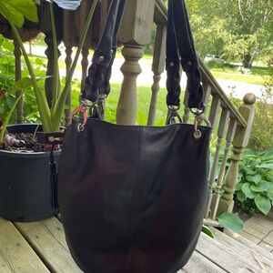Chic Black Leather Hobo Bag